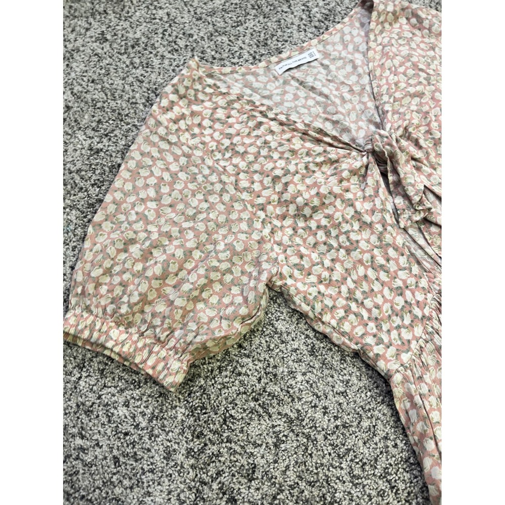 Faithfull The Brand Pink Floral Tie Front Cut Out Mini Dress Womens Small S - Picture 7 of 12